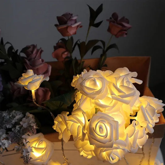 40 LED Rose Flower String Lights – 10ft Battery Operated Fairy Lights for Bedroom & Party Decor