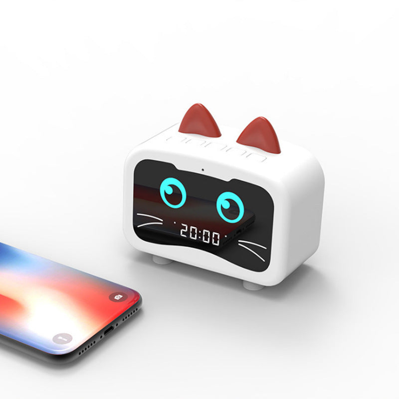 Cute Cat Ear Bluetooth Speaker with Digital Clock | Wireless Portable USB Speaker for Home & Office