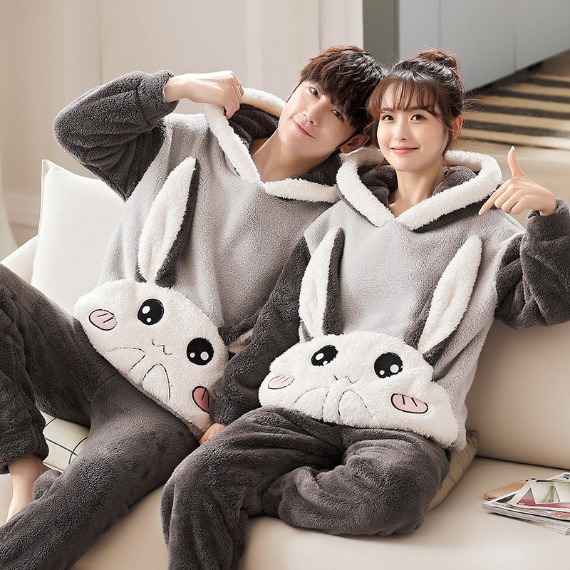 Cozy Hooded Coral Fleece Pajama & Loungewear Set
