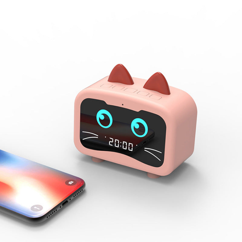 Cute Cat Ear Bluetooth Speaker with Digital Clock | Wireless Portable USB Speaker for Home & Office