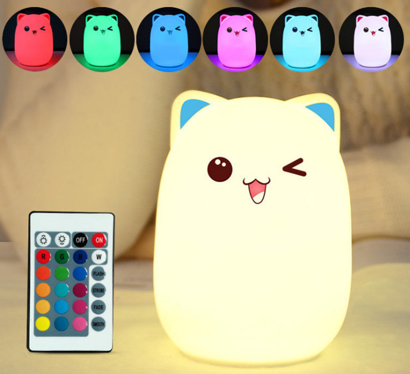 Cute Cartoon Silicone Night Light – Colorful LED Kids Bedside Lamp