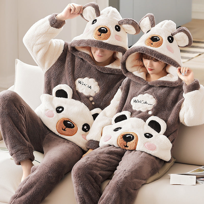 Cozy Hooded Coral Fleece Pajama & Loungewear Set