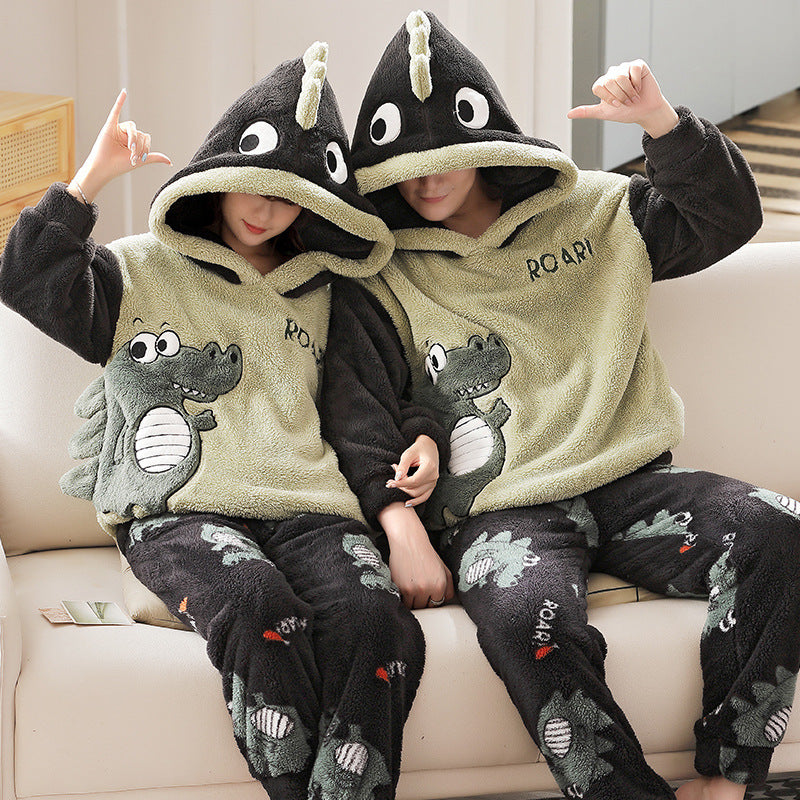 Cozy Hooded Coral Fleece Pajama & Loungewear Set