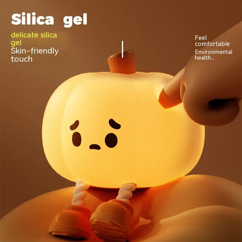 Pumpkin Lantern Night Light – Cute Silicone Bedside Lamp
