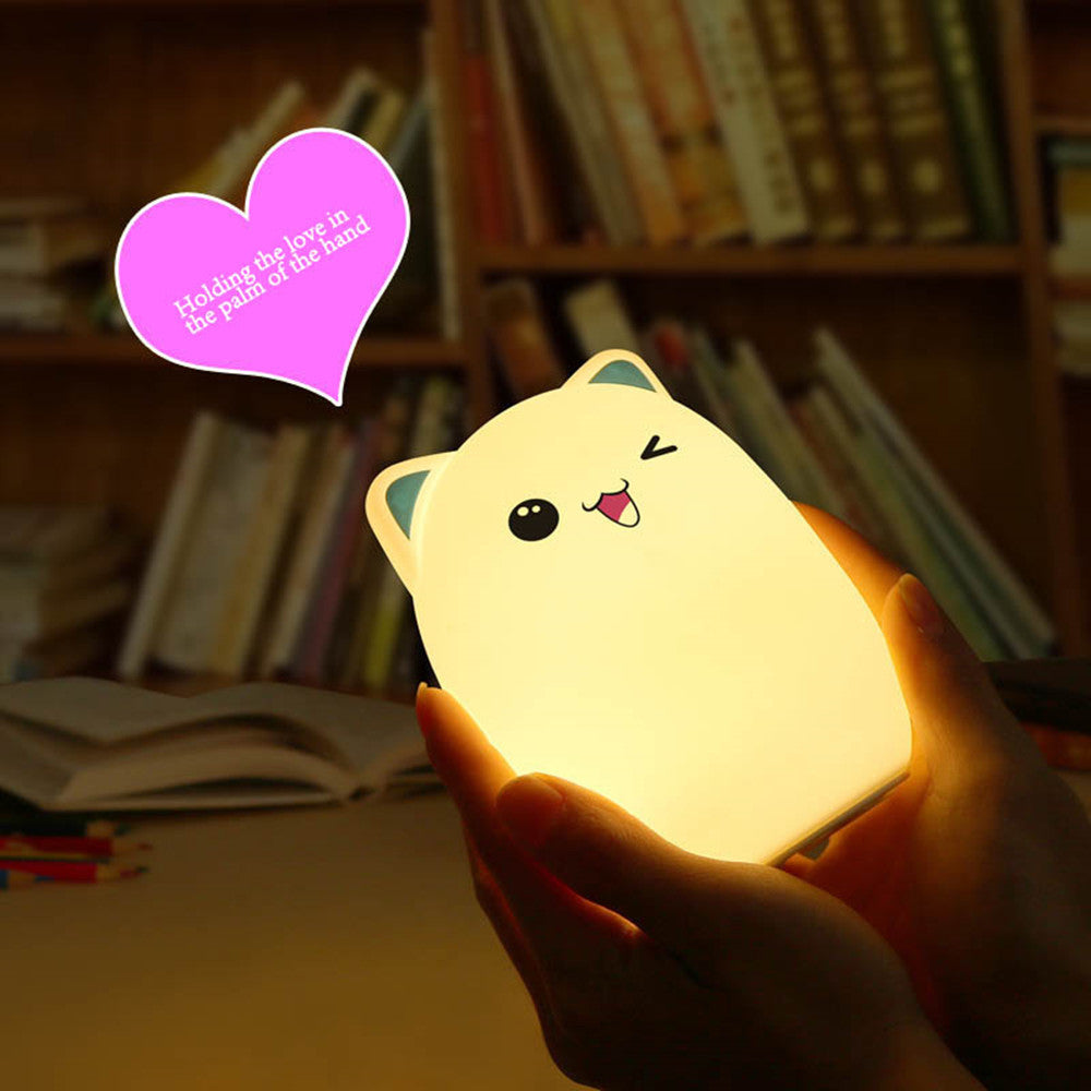 Cute Cartoon Silicone Night Light – Colorful LED Kids Bedside Lamp