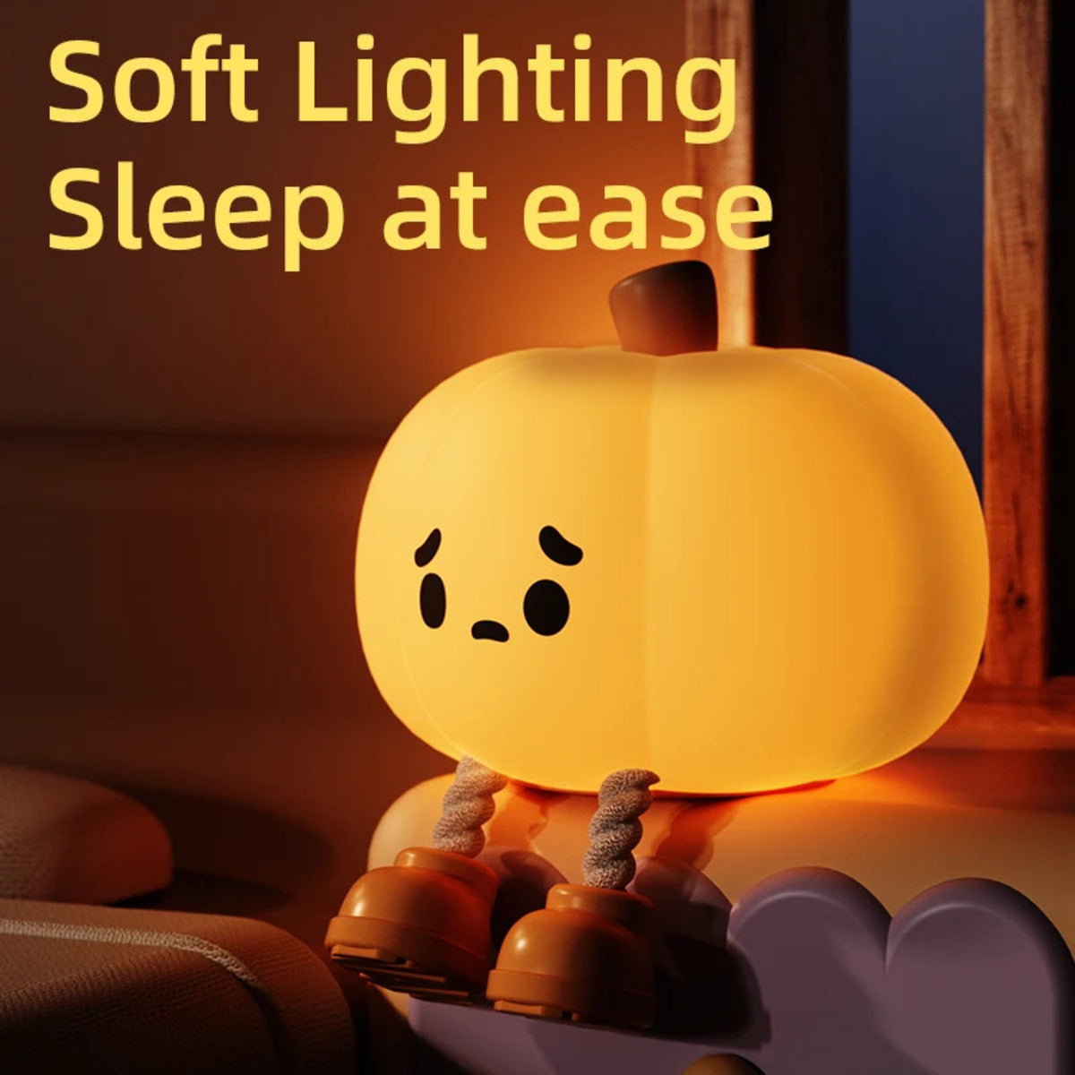 Pumpkin Lantern Night Light – Cute Silicone Bedside Lamp