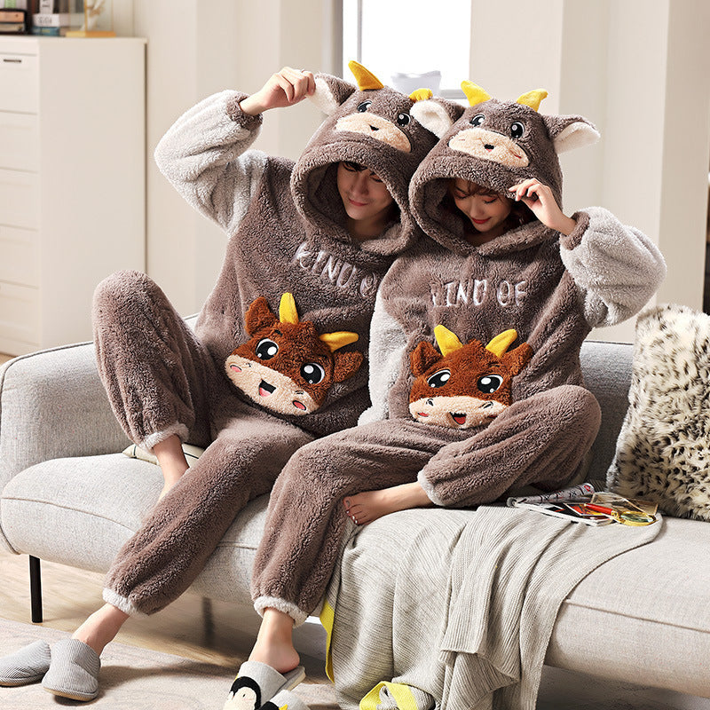Cozy Hooded Coral Fleece Pajama & Loungewear Set