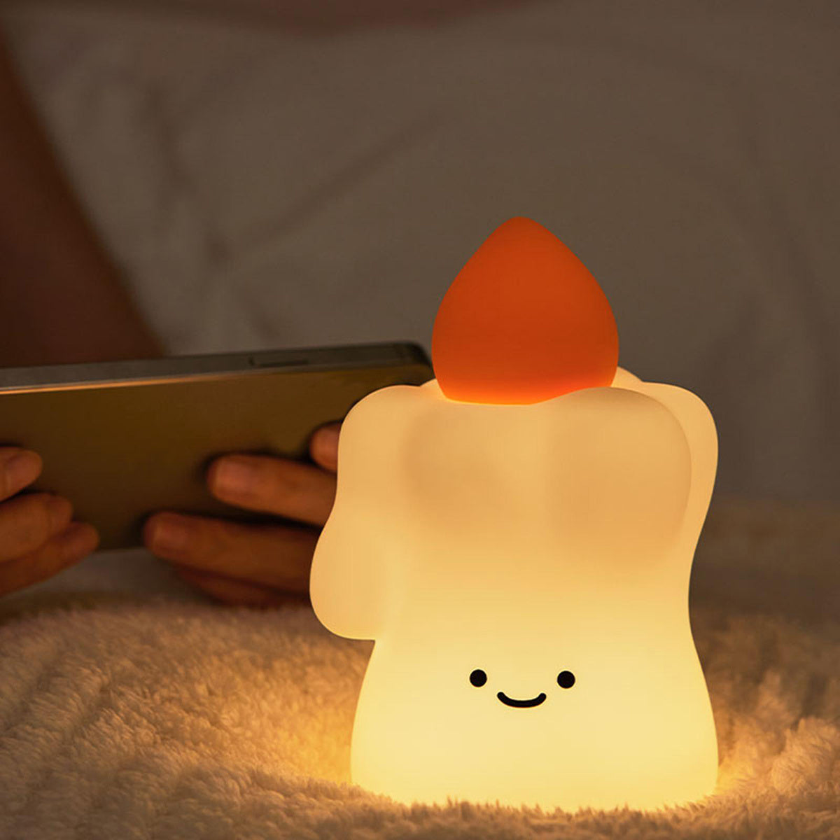 Kids Silicone Candle Night Light – Nursery Bedside Lamp, Baby Feeding & Toddler Room Light