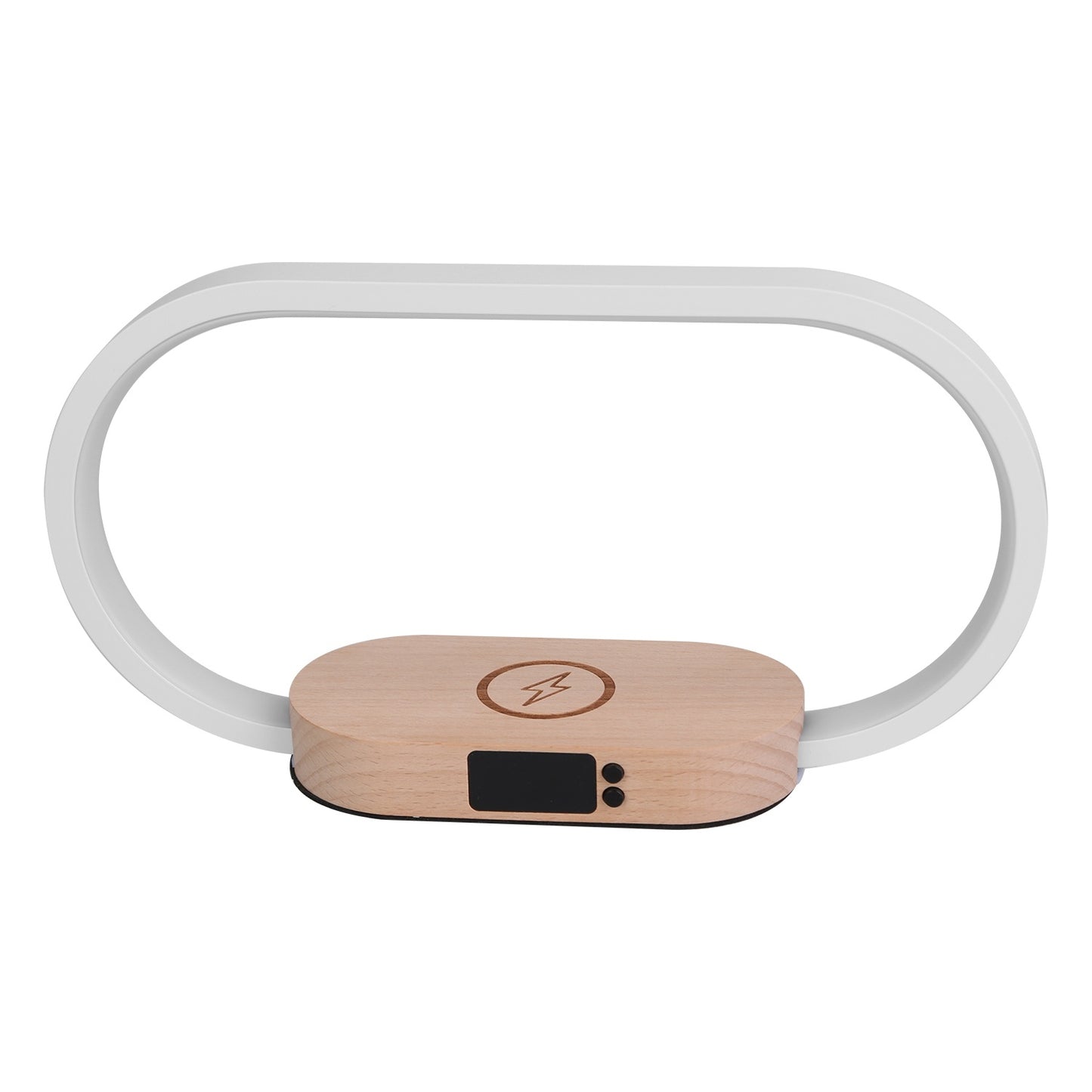Modern Nightstand Lamp – LED Desk Light with Clock & Wireless Charger