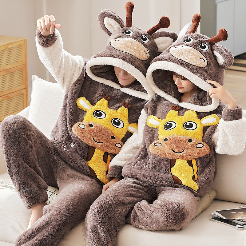 Cozy Hooded Coral Fleece Pajama & Loungewear Set