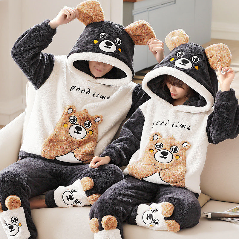 Cozy Hooded Coral Fleece Pajama & Loungewear Set