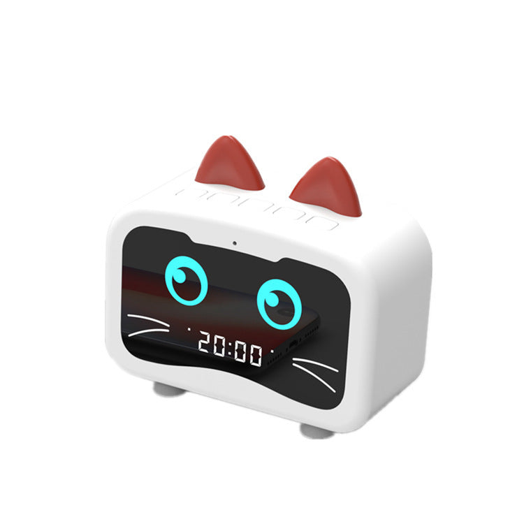 Cute Cat Ear Bluetooth Speaker with Digital Clock | Wireless Portable USB Speaker for Home & Office