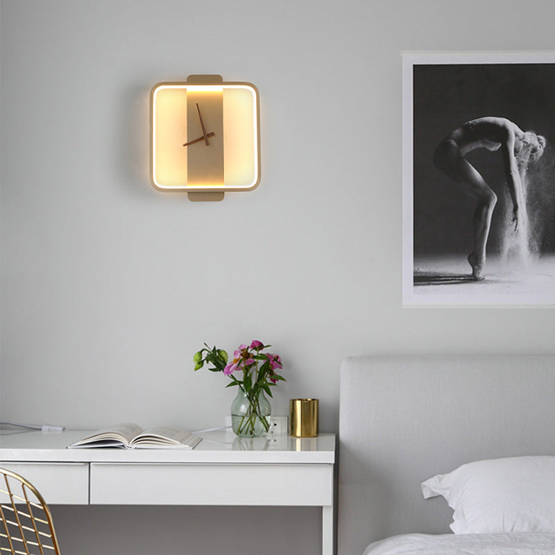 Nordic Wall Lamp with Clock Design – Modern LED Bedside Light for Bedroom & Living Room