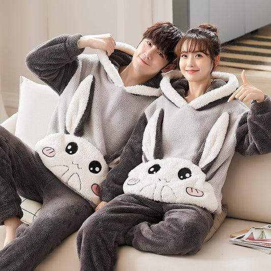 Cozy Hooded Coral Fleece Pajama & Loungewear Set