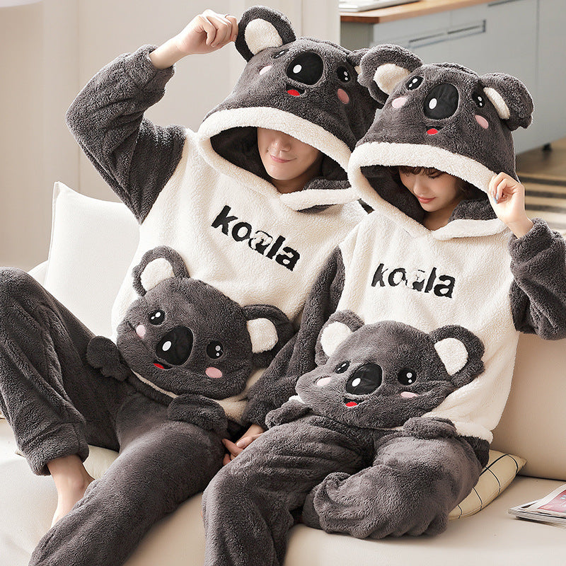 Cozy Hooded Coral Fleece Pajama & Loungewear Set