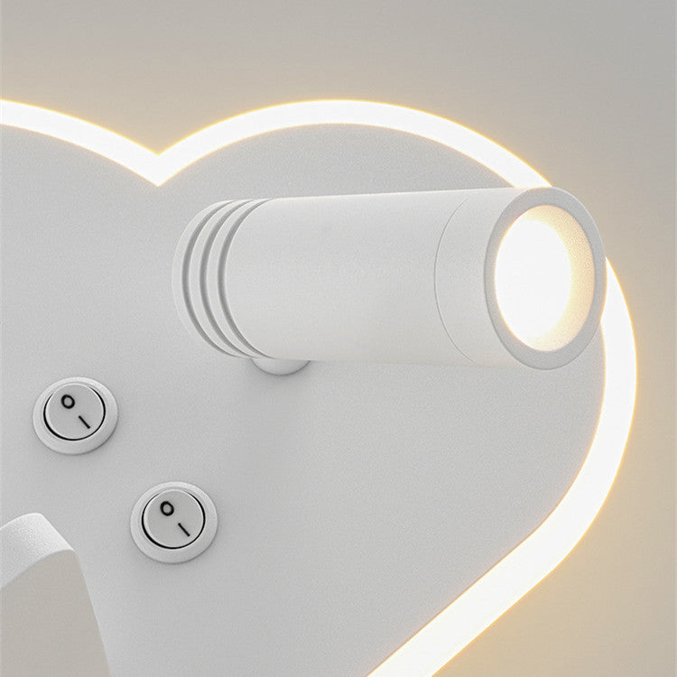 Cloud Wall Lamp with Shelf & USB – Modern Bedside LED Night Light
