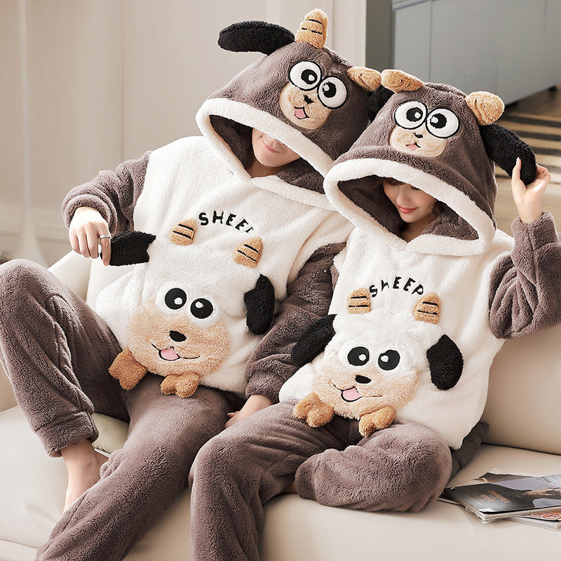 Cozy Hooded Coral Fleece Pajama & Loungewear Set