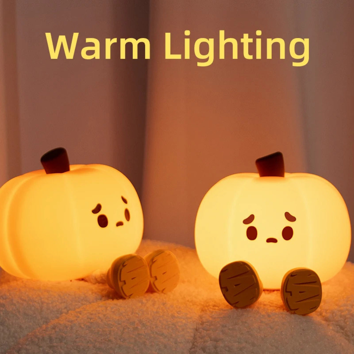 Pumpkin Lantern Night Light – Cute Silicone Bedside Lamp