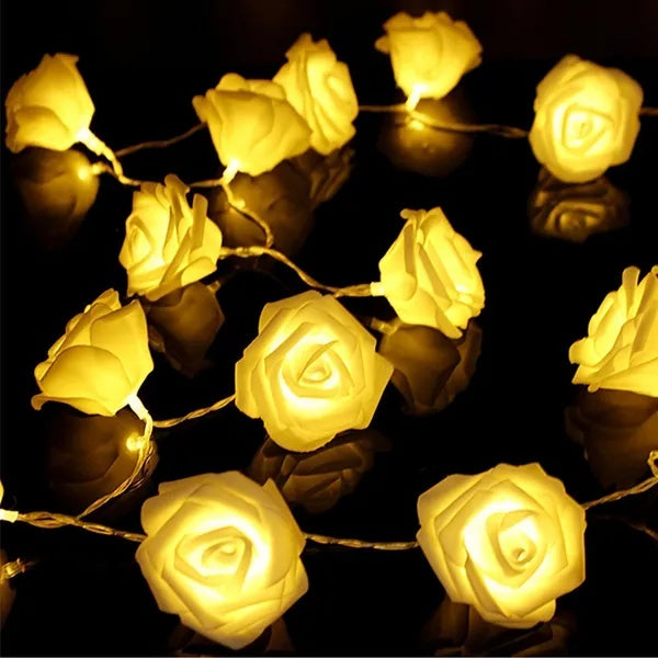 40 LED Rose Flower String Lights – 10ft Battery Operated Fairy Lights for Bedroom & Party Decor