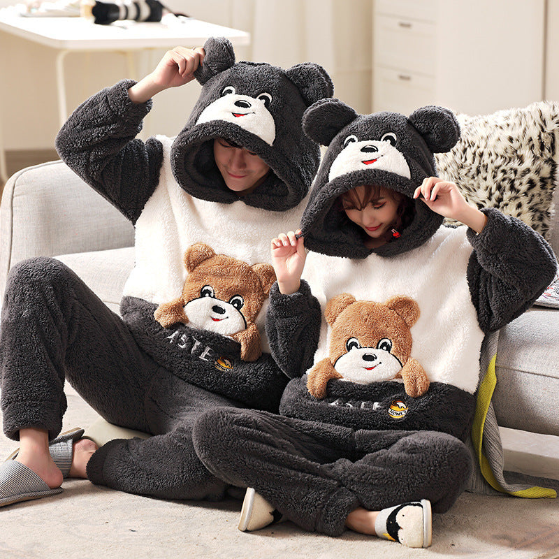Cozy Hooded Coral Fleece Pajama & Loungewear Set