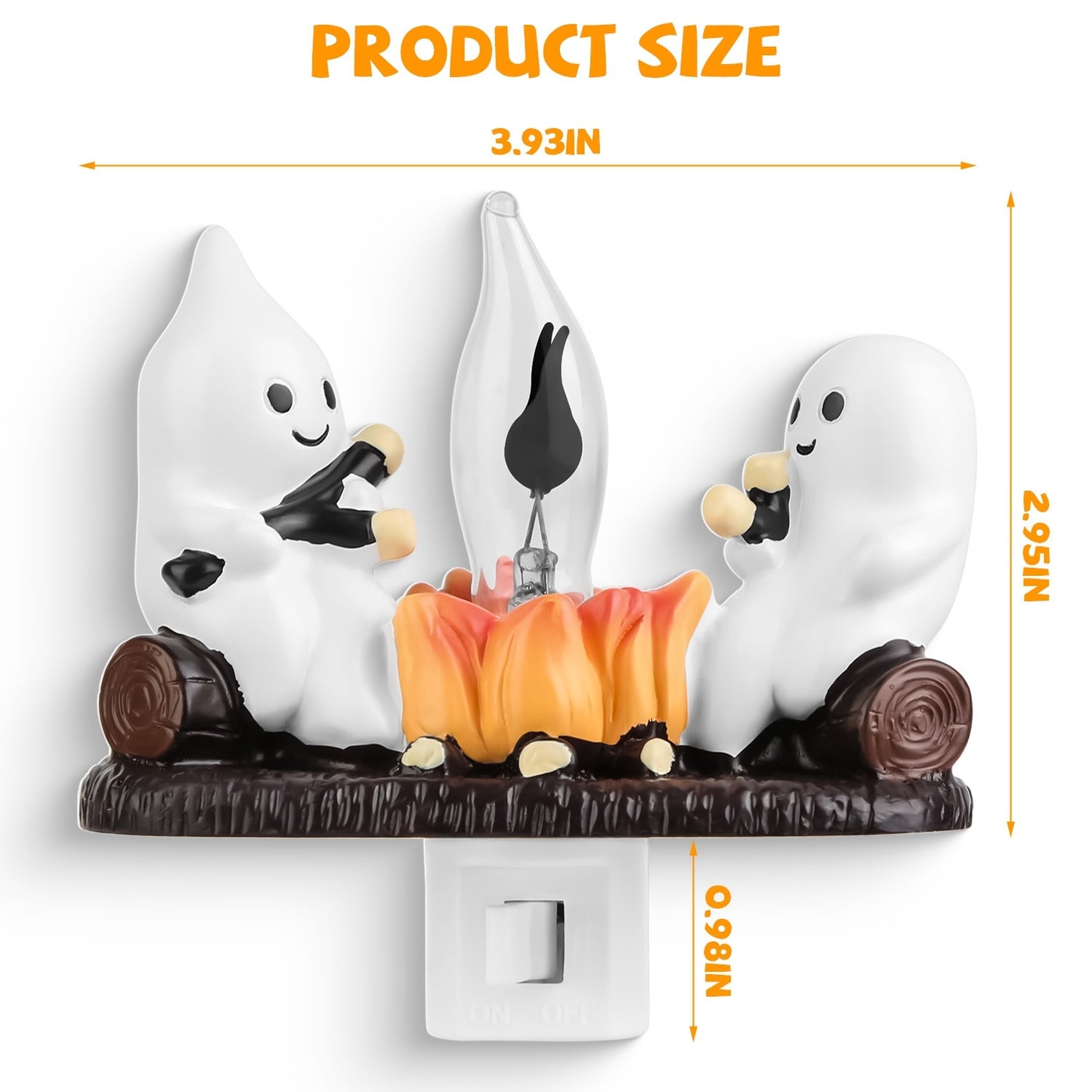 2PCS Halloween Ghost Campfire Night Light – Flickering Flame Plug-In Decoration for Bedroom & Living Room