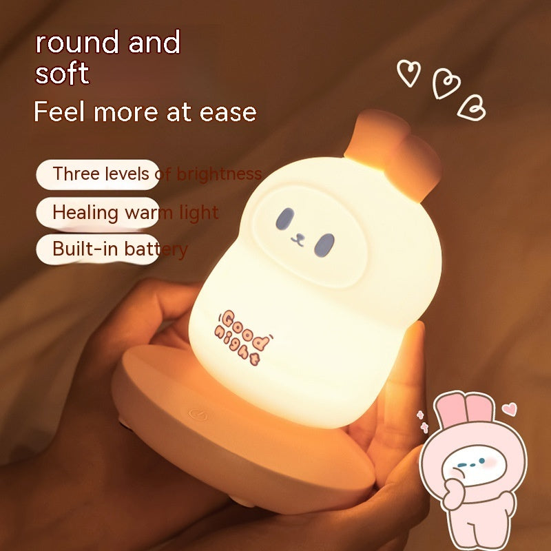 Cute Rabbit Silicone Night Light – USB Rechargeable Bedside Lamp