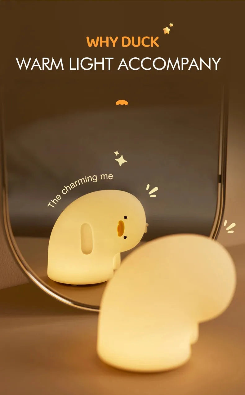 Cute Duck LED Night Light  | USB Rechargeable Soft Silicone Lamp