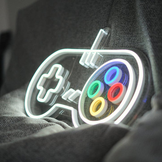 Game Controller LED Neon Light – Colorful Wall Sign for Bedroom & Gaming Room Decor