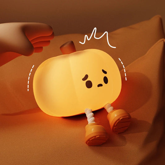 Pumpkin Lantern Night Light – Cute Silicone Bedside Lamp