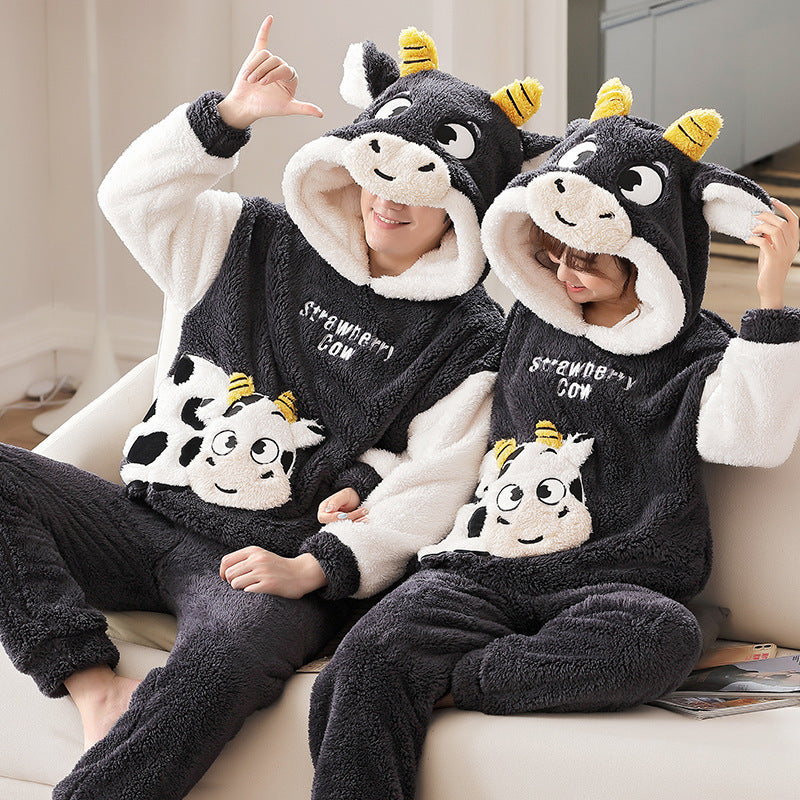 Cozy Hooded Coral Fleece Pajama & Loungewear Set