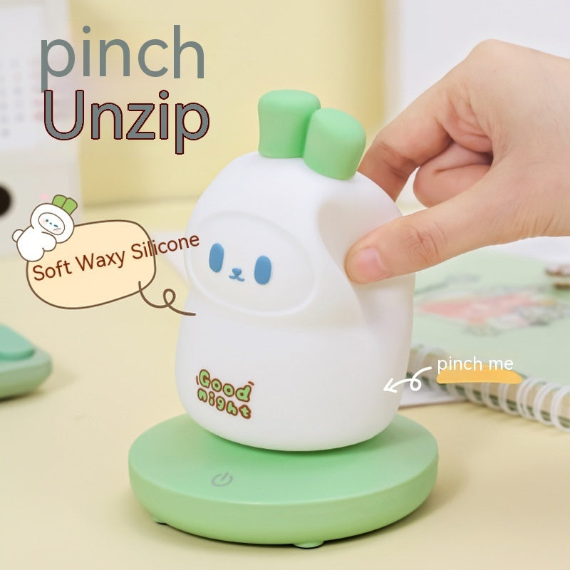 Cute Rabbit Silicone Night Light – USB Rechargeable Bedside Lamp