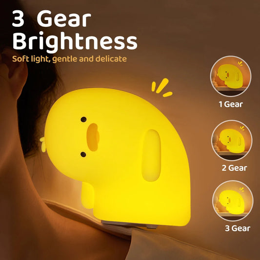 Cute Duck LED Night Light  | USB Rechargeable Soft Silicone Lamp
