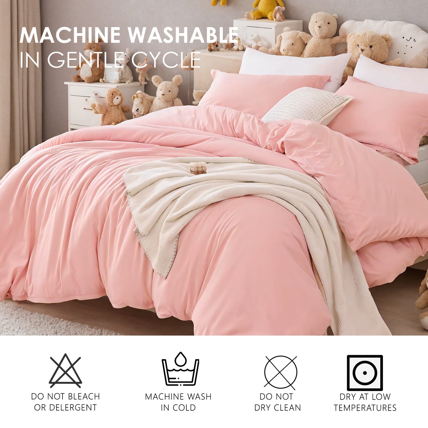 Super Soft 3-Piece Bedding Set  | Quilt Cover & Pillowcases, Machine Washable