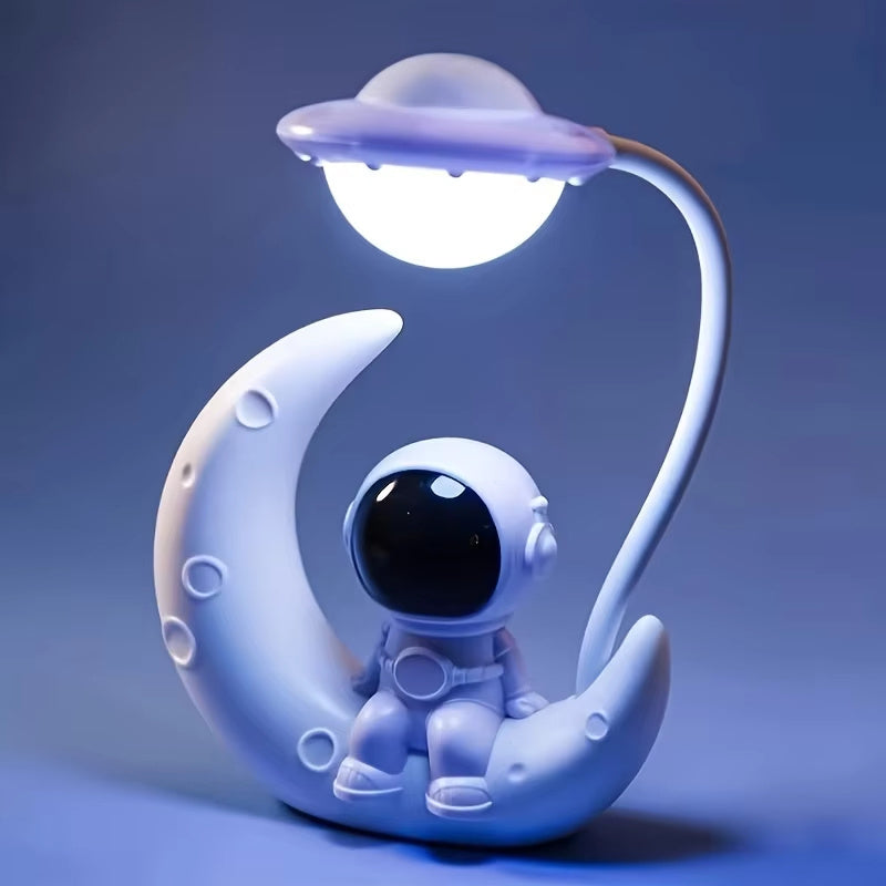 Moon Astronaut Night Light  | Cozy Desk & Bedroom Lamp