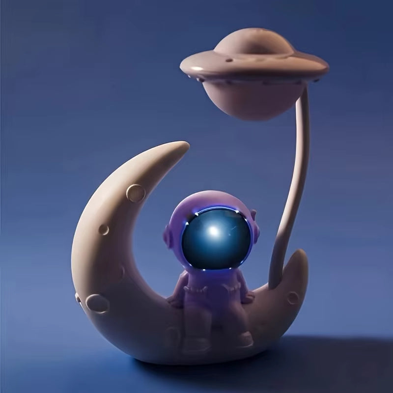 Moon Astronaut Night Light  | Cozy Desk & Bedroom Lamp
