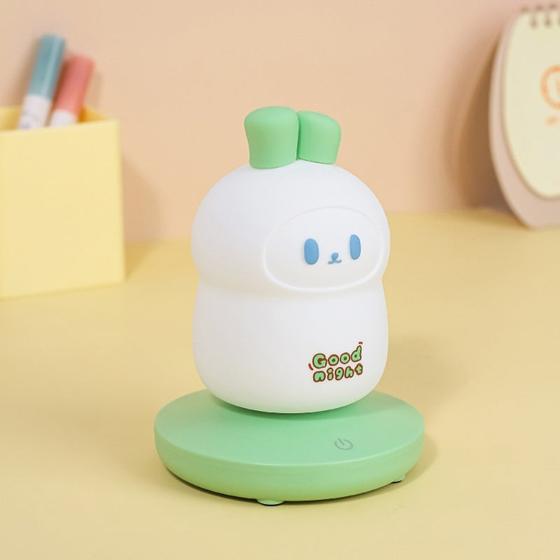 Cute Rabbit Silicone Night Light – USB Rechargeable Bedside Lamp