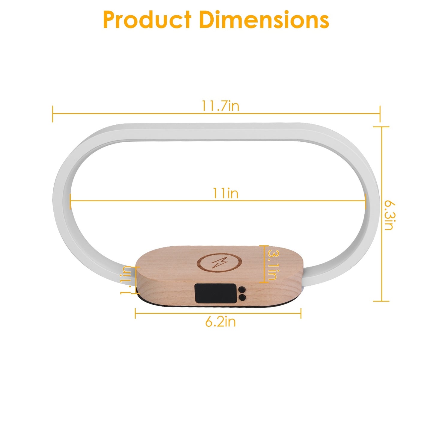 Modern Nightstand Lamp – LED Desk Light with Clock & Wireless Charger