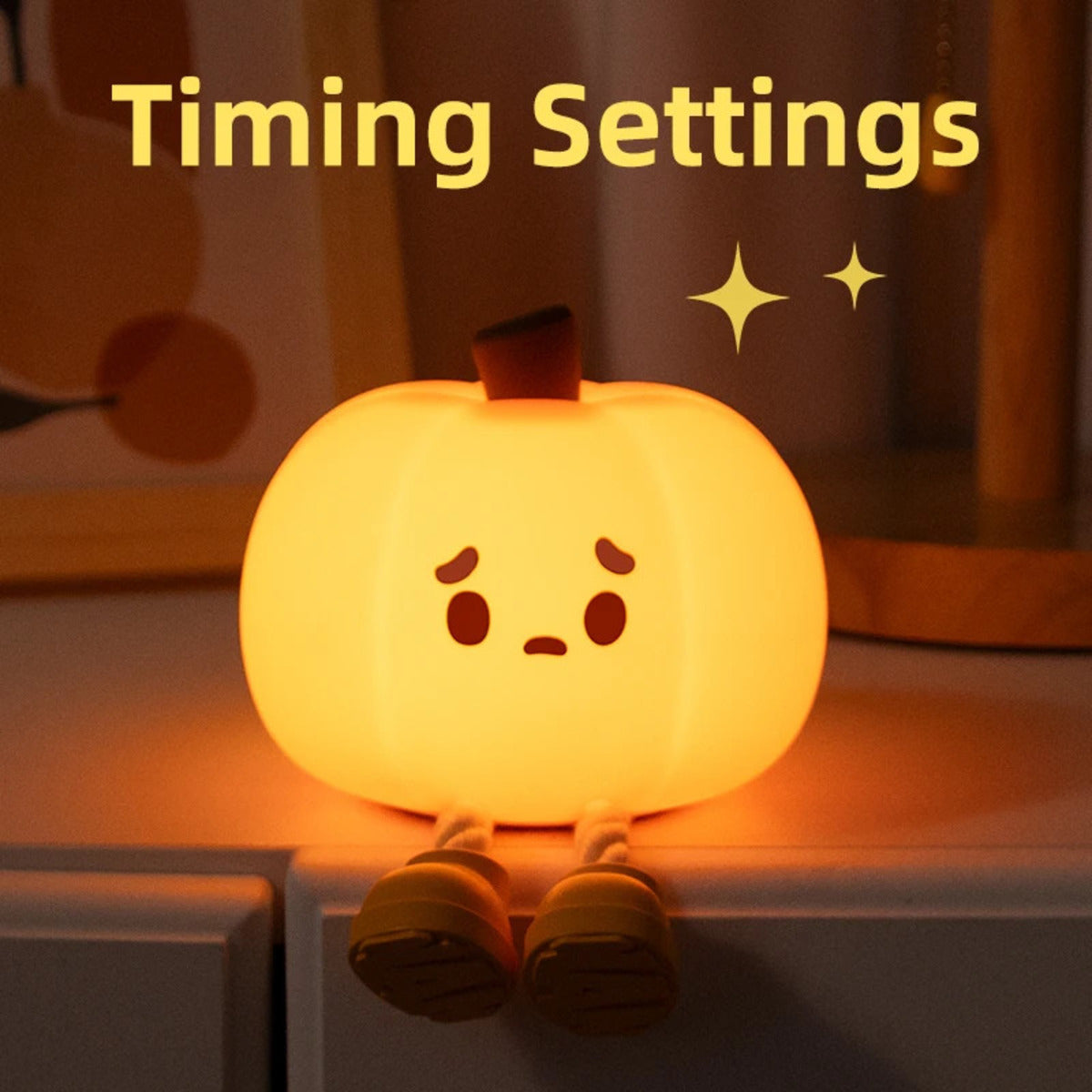 Pumpkin Lantern Night Light – Cute Silicone Bedside Lamp